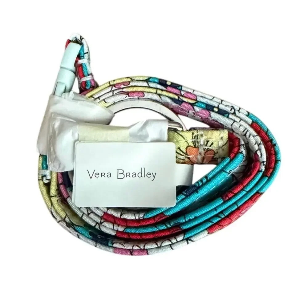 Vera Bradley Fabric Belt Turquoise Pink Floral Print Silver Buckle Women’s NWT